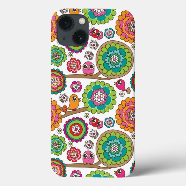 Doppel-Blume-Hintergrundmuster Case-Mate iPhone Hülle (Rückseite)