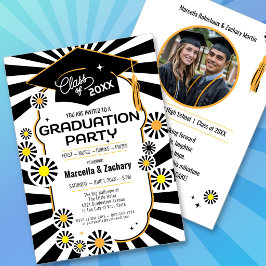 Doppel Celebration Foto Schwarz-weiß Daisy Grad Einladung