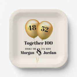 Doppel Celebration Joint Birthday Gold und Black Pappteller