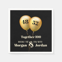 Doppel Celebration Joint Birthday Gold und Black Serviette