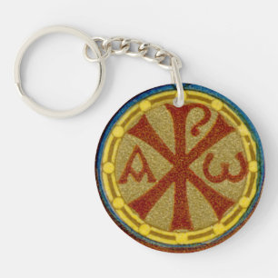 Doppel-Chi-Rho / Alpha-Omega-Medaillon von SNV 36 Schlüsselanhänger
