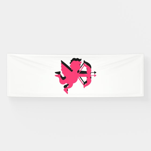 Doppel-Cupid Valentinstag 2,5x8 Vinyl Banner (Horizontal)