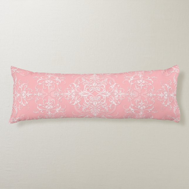 Doppel Damask Pale Princess Pink Seitenschläferkissen (Vorderseite)