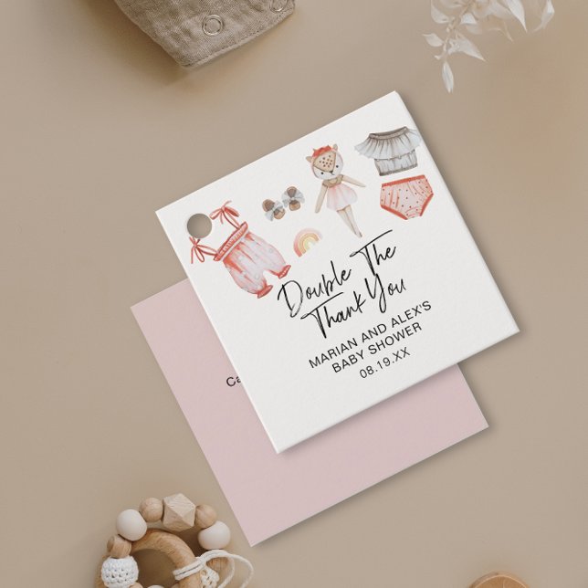 Doppel Dank Ihnen Twin Girls Kleidung Gefallen Geschenkanhänger (Von Creator hochgeladen)