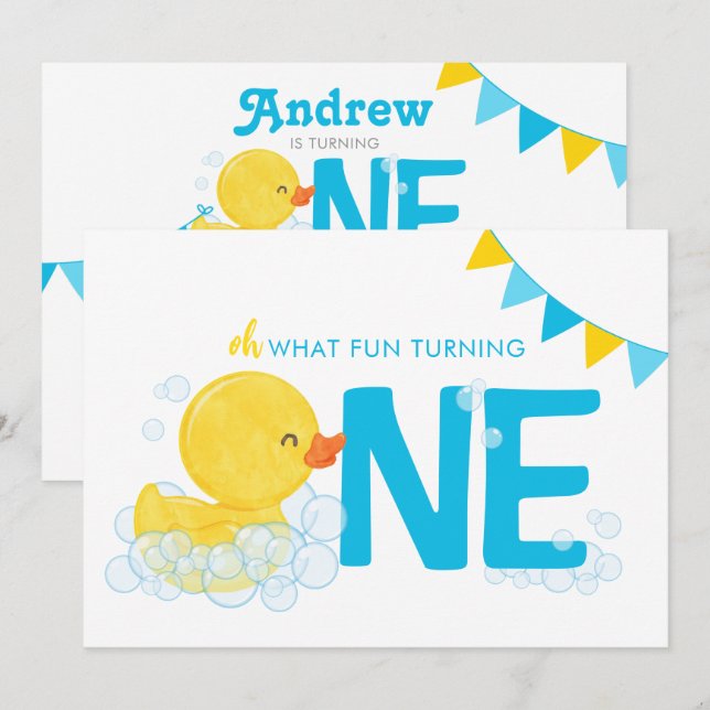 Doppel-Deckenhalterung 1. Geburtstag Einladung (Vorne/Hinten)