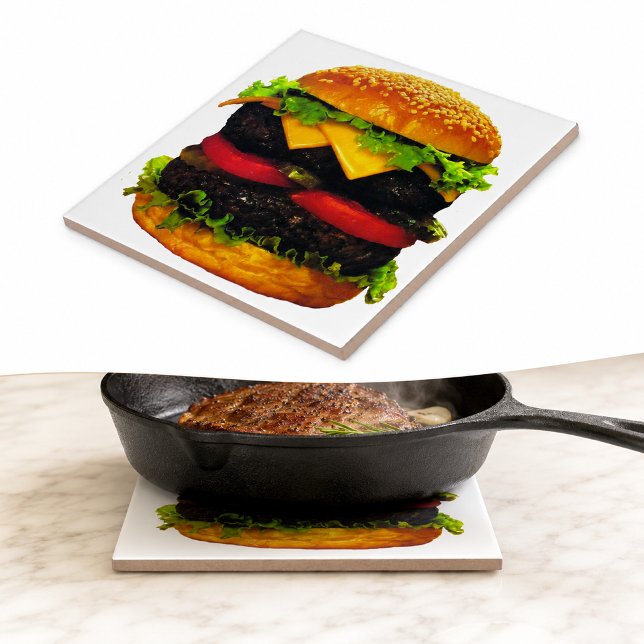 Doppel-Deluxe Hamburger mit Käse Fliese (Double Deluxe Hamburger with Cheese Tile)