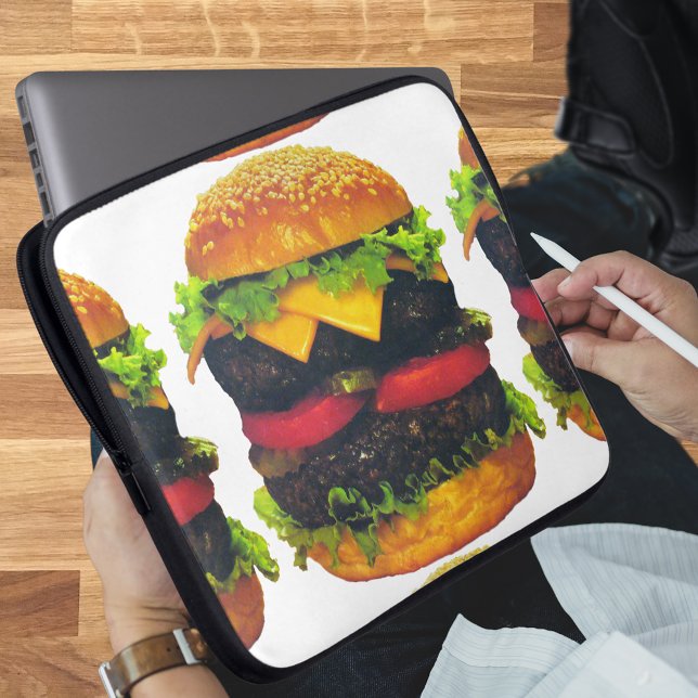 Doppel-Deluxe Hamburger mit Käse Laptopschutzhülle (Double Deluxe Hamburger with Cheese Laptop Sleeve)