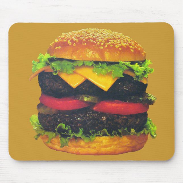 Doppel-Deluxe Hamburger mit Käse Mousepad (Vorne)