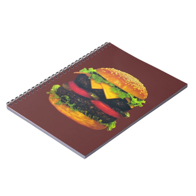 Doppel-Deluxe Hamburger mit Käse Notizblock (Linke Seite)