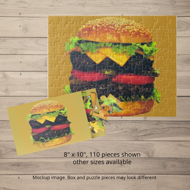 Doppel-Deluxe Hamburger mit Käse Puzzle (Double Deluxe Hamburger with Cheese Jigsaw Puzzle)