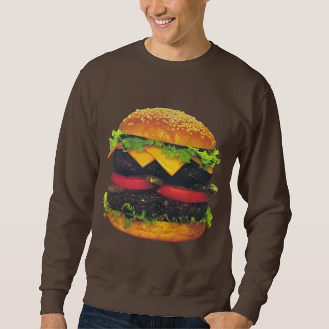 Doppel-Deluxe Hamburger mit Käse Sweatshirt (Vorderseite)