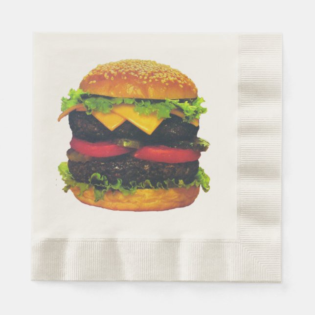Doppel-Deluxe Hamburger mit Käsepapier Napkins Serviette (Vorderseite)