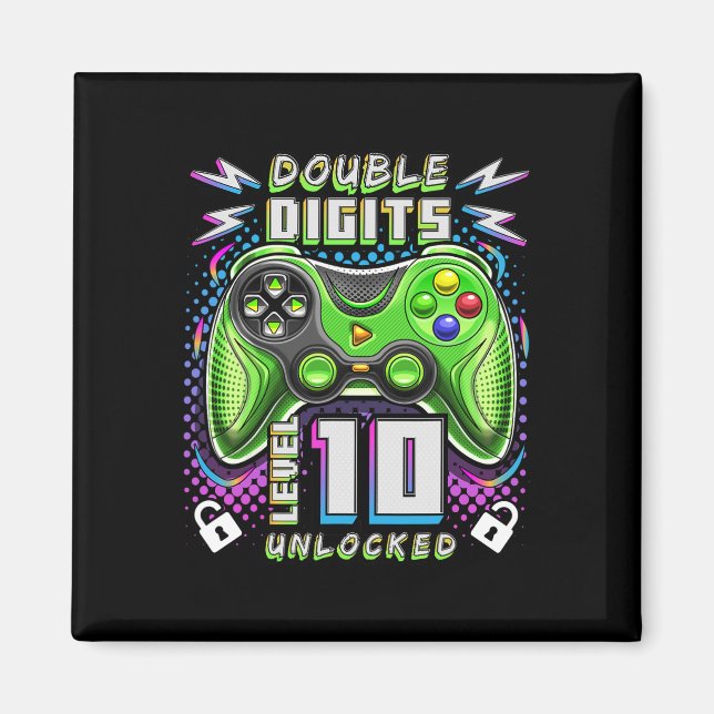 Doppel-Digits Level 10 Unverriegeltes Videospiel 1 Magnet (Vorne)