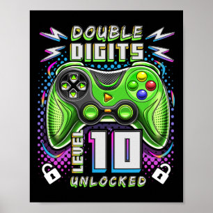 Doppel-Digits Level 10 Unverriegeltes Videospiel 1 Poster