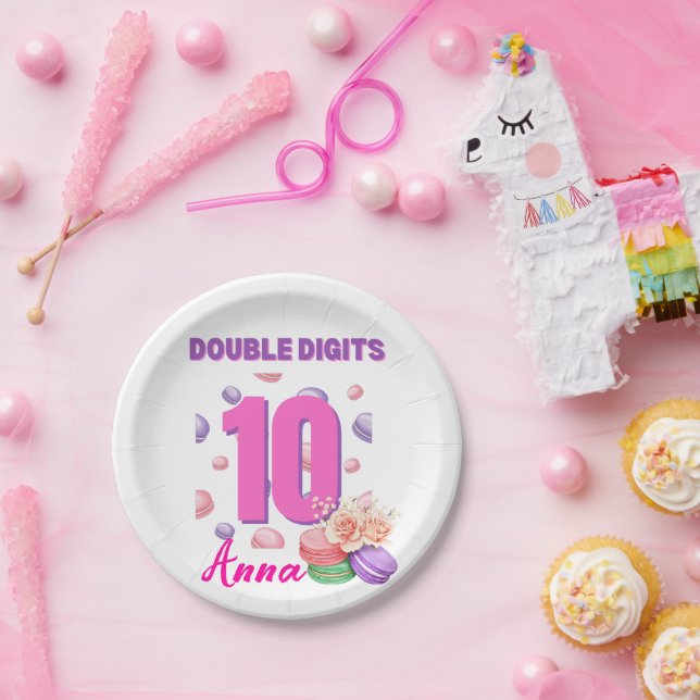 Doppel-Digits Macaroon Teenager-Geburtstagskind Pappteller (Party)