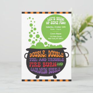 Doppel-, Doppel-Cauldron - Halloween-Party Einladu Einladung