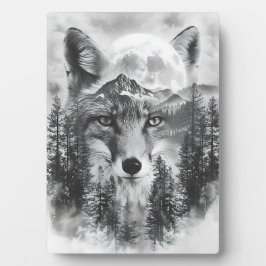 Doppel exponierter Fuchs und Berg Fotoplatte