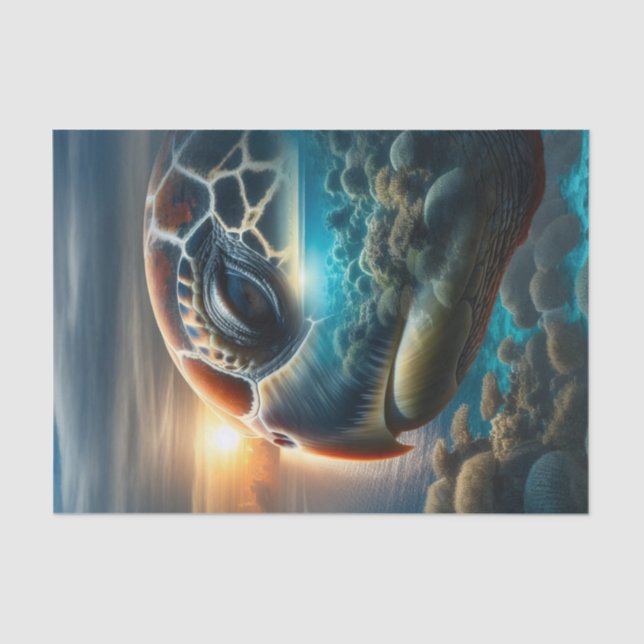 Doppel-Exposition Meeresschildkröten-Decoupage | O Seidenpapier (Vorderseite)