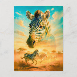 Doppel-Exposure-Portrait von Zebra Feiertagspostkarte