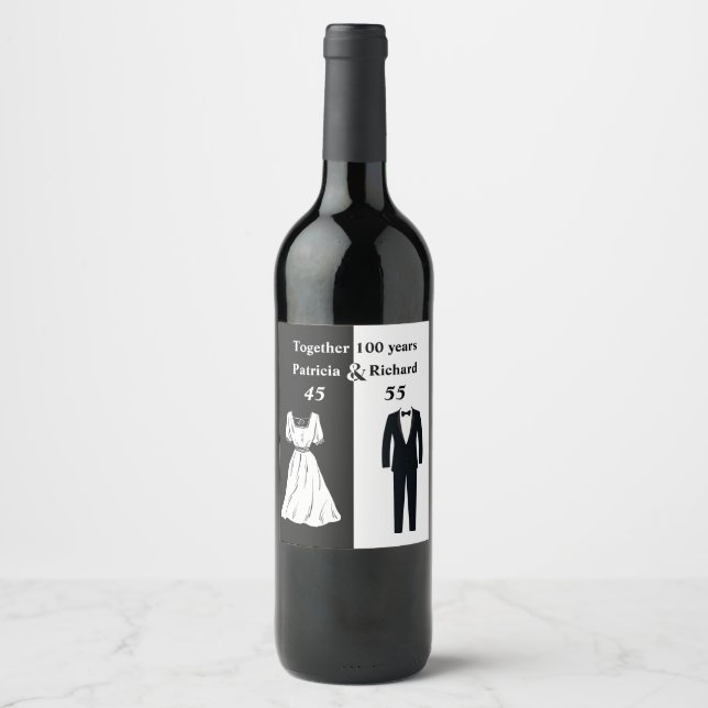 Doppel-Feier Geburtstag 100 Jahr Weinetikett (Vorderseite)