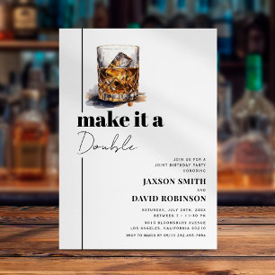 Doppel-Feier Whiskey Gemeinsame Geburtstagspartei Einladung