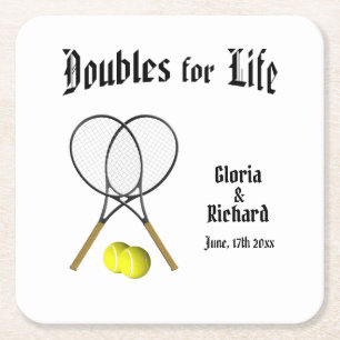 Doppel für Live Tennis Hochzeit Rechteckiger Pappuntersetzer