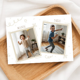 Doppel-Geburtstag Jungen Kinder Spaß Foto Geburtst Einladung