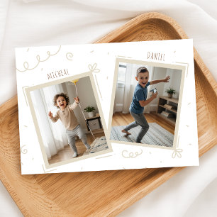 Doppel-Geburtstag Jungen Kinder Spaß Foto Geburtst Einladung