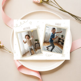 Doppel-Geburtstag Jungen Kinder Spaß Foto Geburtst Einladung