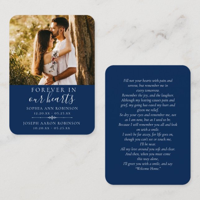 Doppel-Gedenkkarte Foto Blaue Gebetskarte Visitenkarte (Vorne/Hinten)