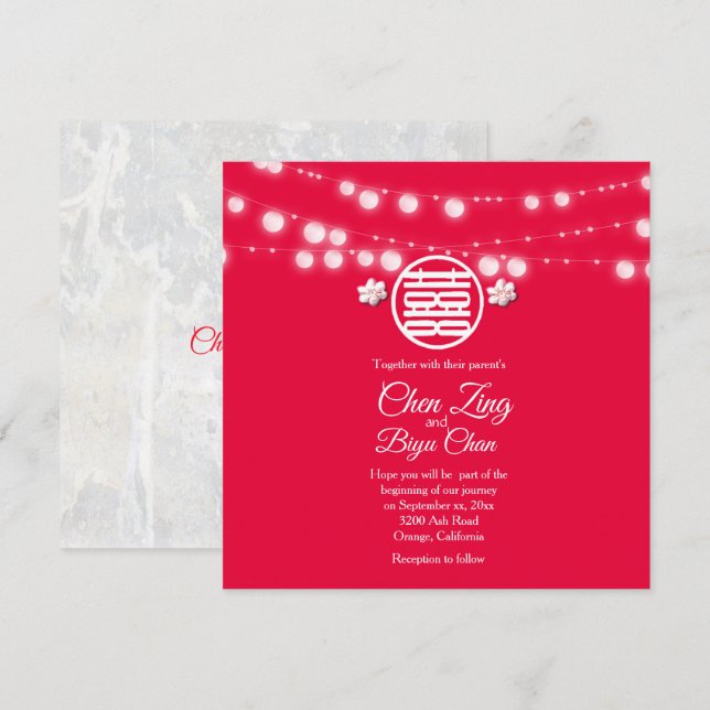 Doppel-Glück als maßgeschneiderte Hochzeit Einladu Einladung (Vorne/Hinten)