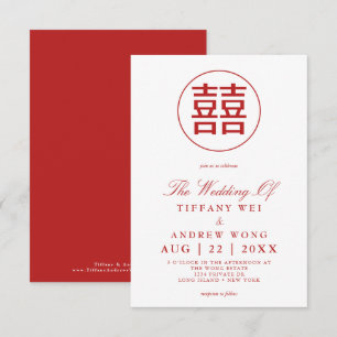 Doppel-Glück Elegant White Red Chinese Wedding Einladung