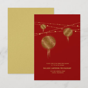 Doppel Glück Golden Lanterns Chinesische Hochzeit Einladung