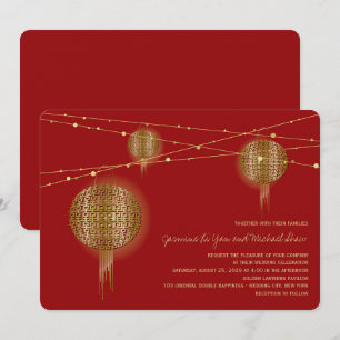 Doppel Glück Golden Lanterns Chinesische Hochzeit Einladung
