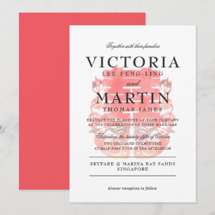 Doppel-Glück & Mandarin Ducks Chinesische Hochzeit Einladung