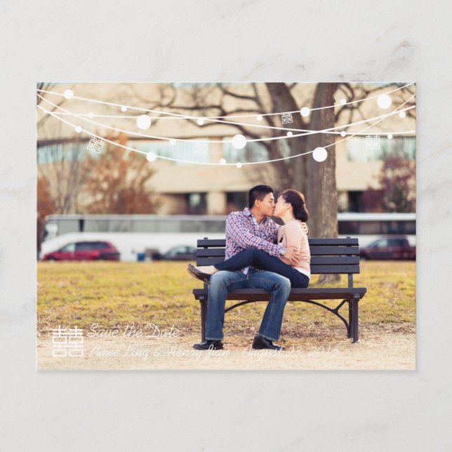 Doppel-Glücksklettern Hochzeit Speichern Sie das D Ankündigungspostkarte (Vorderseite)