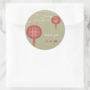 Doppel Happiness Lanterns Chinesische Gastgeschenk Runder Aufkleber