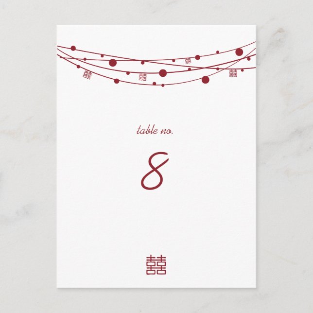 Doppel-Happiness-Laternen Hochzeitskarten Postkarte (Vorderseite)