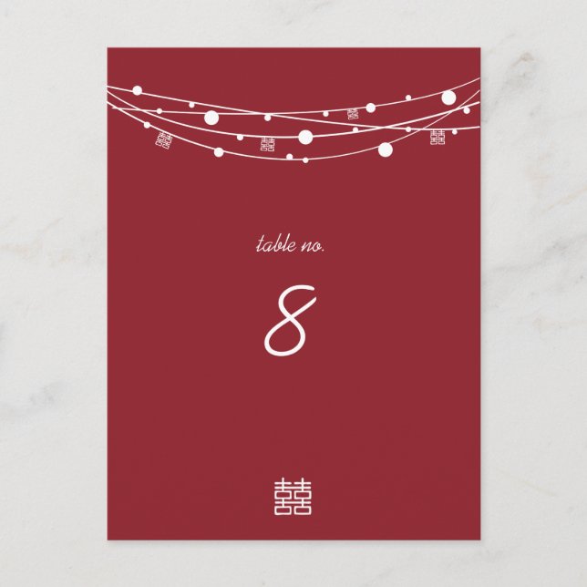 Doppel-Happiness-Laternen Hochzeitskarten Postkarte (Vorderseite)