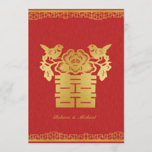 Doppel-Happy Chinesisch Themed Wedites Einladungen