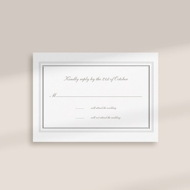 Doppel-Imitate mit formaler Rahmen-Hochzeitsreakti (formal traditional elegant calligraphy wedding rsvp card faux embossed frame ivory classic)