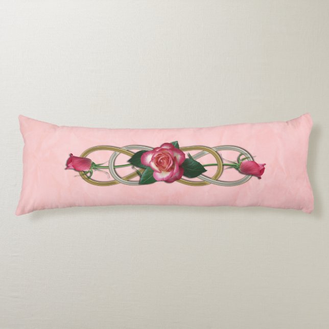 Doppel Infinity Silver Gold Rose + Ihr Backgr. Seitenschläferkissen (Vorderseite)