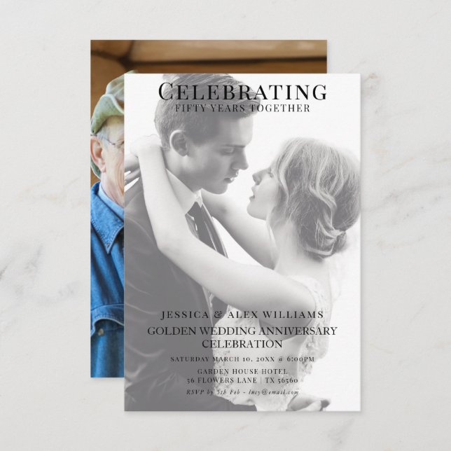 Doppel Jung/Altes Foto 50 Jahre Einladung (Vorne/Hinten)