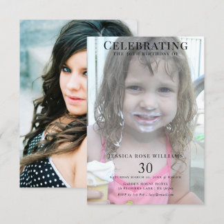 Doppel Jung/Altes Foto Feminine 30. Geburtstag Einladung
