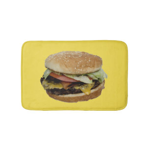 Doppel-Käse-Burger mit Tomate und Salat Badematte