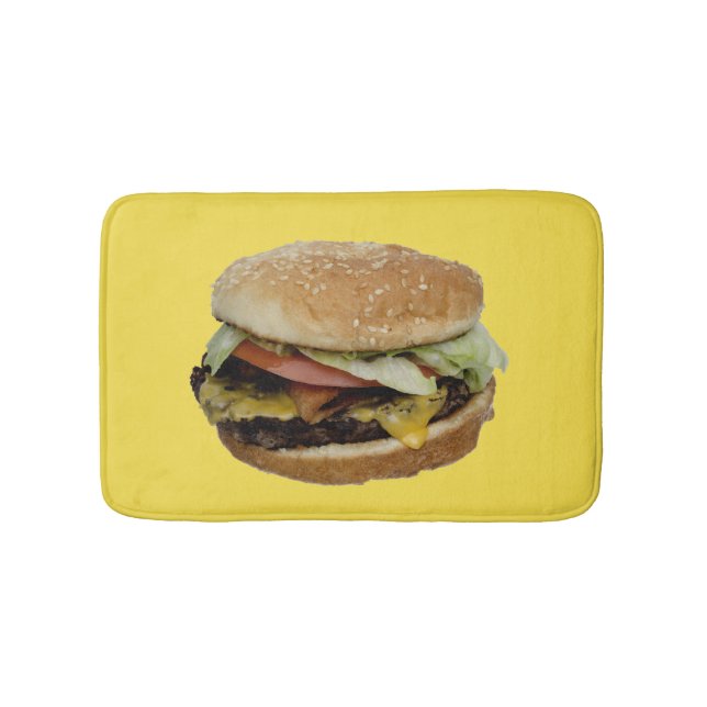 Doppel-Käse-Burger mit Tomate und Salat Badematte (Vorderseite)