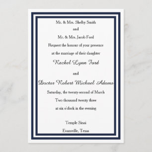 Doppel-Navy-Trim-12x18Hochzeit-Einladung Einladung