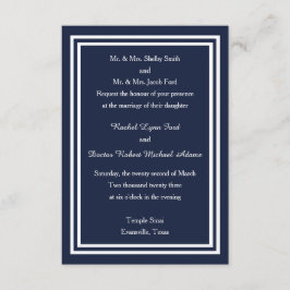 Doppel-Navy-Trim -3x5 Einladung zur Hochzeit