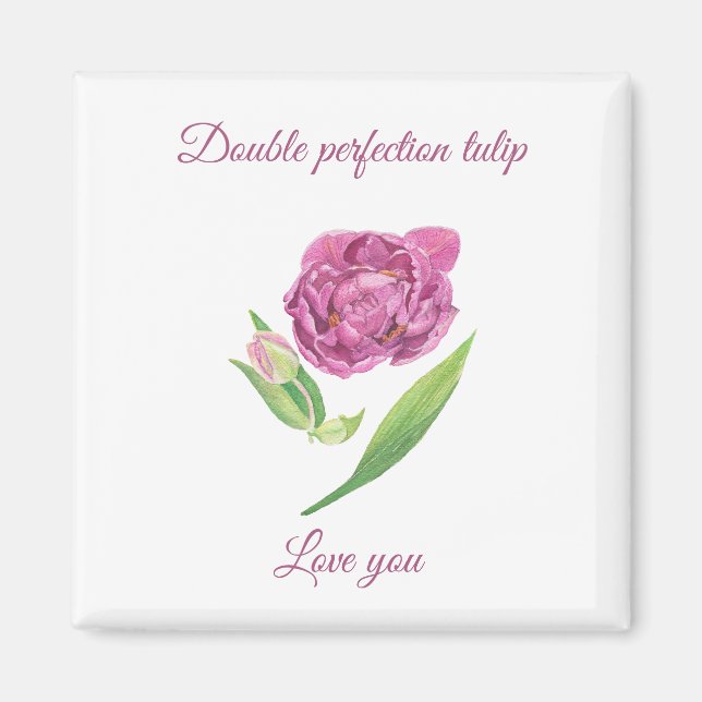 Doppel-Perfektion lila-magenta-tulip-Aquarell Magnet (Vorne)