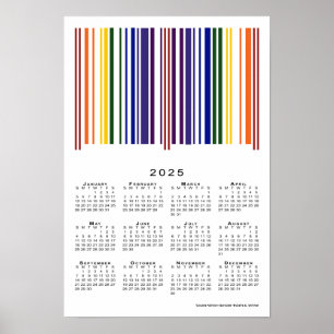 Doppel-Regenbogen-Barcode 2025-Kalender Poster